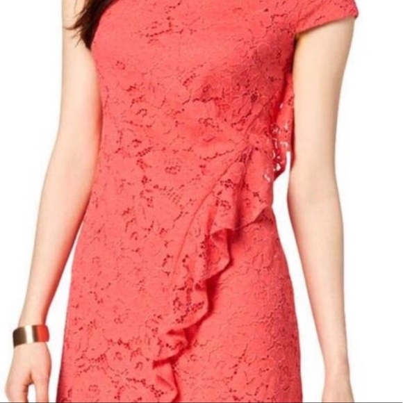 Vince Camuto Women's Lace Ruffle Shift Dress - Picture 6 of 6